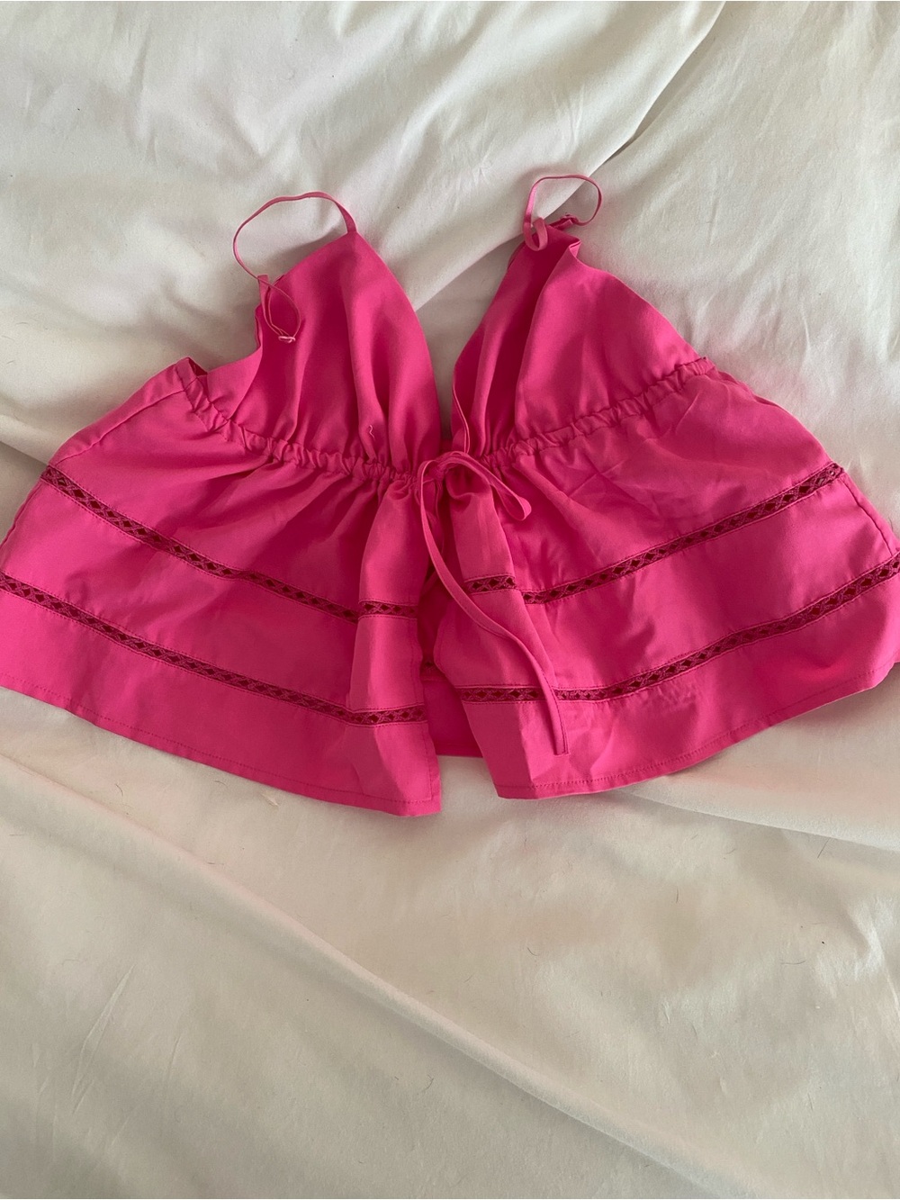 Hot pink tie detailed summer top